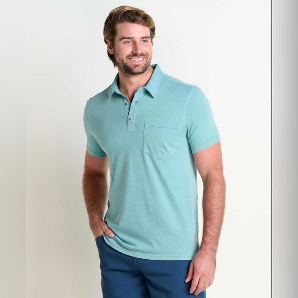 NWT Toad&Co XXL 100%‎ Organic Cotton Primo Short Sleeve Polo In Mineral